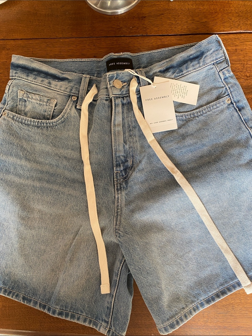 Adj Waist NWT Light Blue Denim Shorts Free Assembly see description